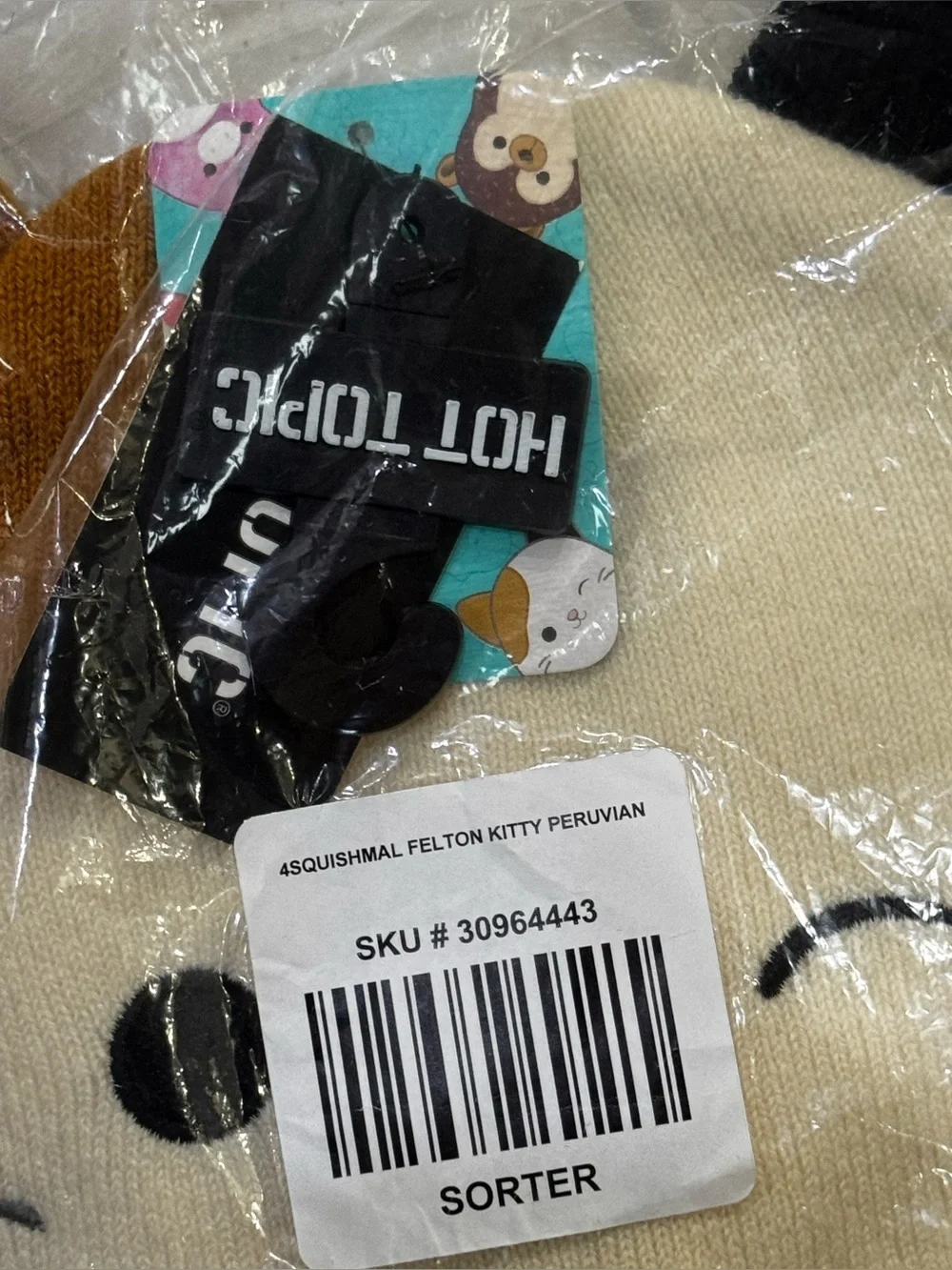 NWT Hot Topic Squishmallows Felton kitty peruvian tassel beanie